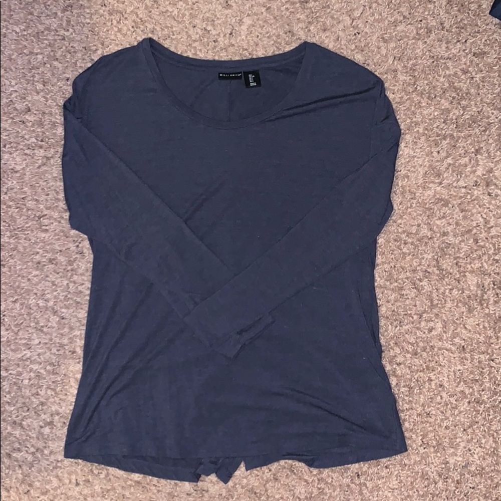 Gray-blue, back knot long sleeve t-shirt